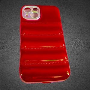 RED iPhone 13 Metallic Ombre Iridescent Pearlized BUBBLE Puffer Case